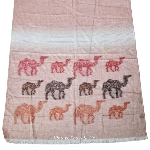 Handwoven Pashmina 100% Cashmere Wrap Shawl Salmon Pink Camel Design India Scarf - Picture 4 of 12